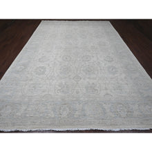 Load image into Gallery viewer, 9&#39;10&quot;x13&#39;6&quot; Pearl White, Washed Out Peshawar with All Over Leaf Design, 100% Wool, Hand Knotted, Veggie Dyes, Oriental Rug FWR122178