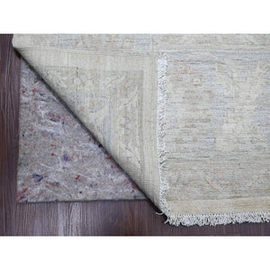 9'10"x13'6" Pearl White, Washed Out Peshawar with All Over Leaf Design, 100% Wool, Hand Knotted, Veggie Dyes, Oriental Rug FWR122178