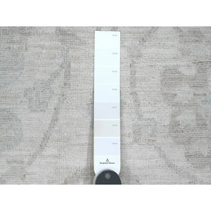 9'10"x13'6" Pearl White, Washed Out Peshawar with All Over Leaf Design, 100% Wool, Hand Knotted, Veggie Dyes, Oriental Rug FWR122178
