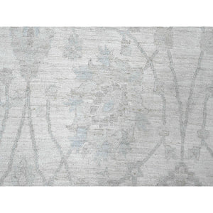 9'10"x13'6" Pearl White, Washed Out Peshawar with All Over Leaf Design, 100% Wool, Hand Knotted, Veggie Dyes, Oriental Rug FWR122178