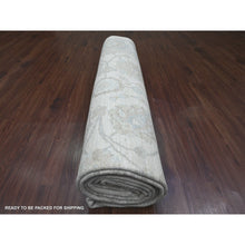 Load image into Gallery viewer, 9&#39;10&quot;x13&#39;6&quot; Pearl White, Washed Out Peshawar With All Over Leaf Design, 100% Wool, Hand Knotted, Veggie Dyes, Oriental Rug FWR122178