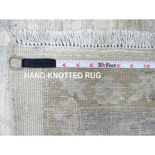 Load image into Gallery viewer, 9&#39;10&quot;x13&#39;6&quot; Pearl White, Washed Out Peshawar with All Over Leaf Design, 100% Wool, Hand Knotted, Veggie Dyes, Oriental Rug FWR122178