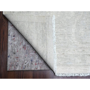 12'x15'1" Chiffon White, Stone Washed Peshawar with All Over Pattern, Natural Dyes, 100% Wool, Hand Knotted, Oversized, Oriental Rug FWR122190