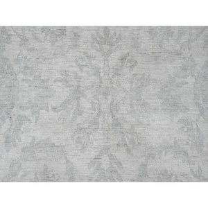 12'x15'1" Chiffon White, Stone Washed Peshawar with All Over Pattern, Natural Dyes, 100% Wool, Hand Knotted, Oversized, Oriental Rug FWR122190