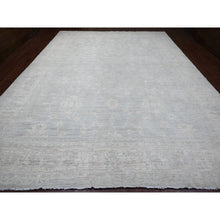 Load image into Gallery viewer, 11'10"x15'3" Misty Gray, White Wash Peshawar With All Over Leaf Design, Natural Dyes, 100% Wool, Hand Knotted, Oversized, Oriental Rug FWR122196