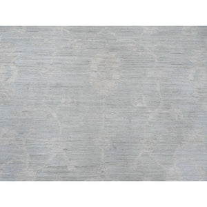 11'10"x15'3" Misty Gray, White Wash Peshawar with All Over Leaf Design, Natural Dyes, 100% Wool, Hand Knotted, Oversized, Oriental Rug FWR122196