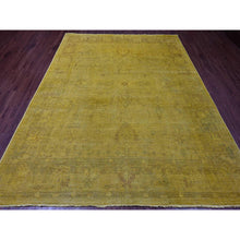 Load image into Gallery viewer, 7&#39;7&quot;x9&#39;7&quot; Golden Yellow, Overdyed, Zero Pile, Peshawar With Tribal Design, Hand Knotted, 100% Wool, Distressed, Oriental Rug FWR122214