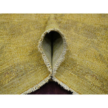 Load image into Gallery viewer, 7&#39;7&quot;x9&#39;7&quot; Golden Yellow, Overdyed, Zero Pile, Peshawar With Tribal Design, Hand Knotted, 100% Wool, Distressed, Oriental Rug FWR122214