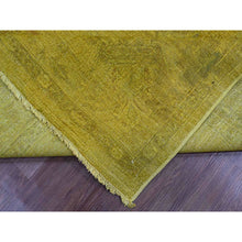 Load image into Gallery viewer, 7&#39;7&quot;x9&#39;7&quot; Golden Yellow, Overdyed, Zero Pile, Peshawar With Tribal Design, Hand Knotted, 100% Wool, Distressed, Oriental Rug FWR122214