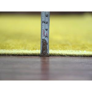 7'7"x9'7" Golden Yellow, Overdyed, Zero Pile, Peshawar With Tribal Design, Hand Knotted, 100% Wool, Distressed, Oriental Rug FWR122214