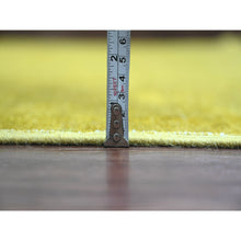 Load image into Gallery viewer, 7&#39;7&quot;x9&#39;7&quot; Golden Yellow, Overdyed, Zero Pile, Peshawar With Tribal Design, Hand Knotted, 100% Wool, Distressed, Oriental Rug FWR122214