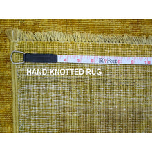 Load image into Gallery viewer, 7&#39;7&quot;x9&#39;7&quot; Honey Brown, Overdyed Peshawar with Heriz Design, Hand Knotted, 100% Wool, Distressed, Zero Pile, Oriental Rug FWR122220