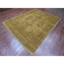 Load image into Gallery viewer, 7&#39;7&quot;x9&#39;7&quot; Honey Brown, Overdyed Peshawar with Heriz Design, Hand Knotted, 100% Wool, Distressed, Zero Pile, Oriental Rug FWR122220