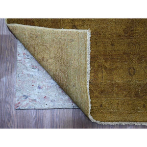 7'7"x9'7" Honey Brown, Overdyed Peshawar with Heriz Design, Hand Knotted, 100% Wool, Distressed, Zero Pile, Oriental Rug FWR122220