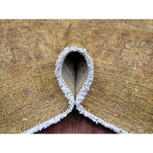Load image into Gallery viewer, 7&#39;7&quot;x9&#39;7&quot; Honey Brown, Overdyed Peshawar with Heriz Design, Hand Knotted, 100% Wool, Distressed, Zero Pile, Oriental Rug FWR122220