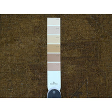 Load image into Gallery viewer, 7&#39;7&quot;x9&#39;7&quot; Honey Brown, Overdyed Peshawar with Heriz Design, Hand Knotted, 100% Wool, Distressed, Zero Pile, Oriental Rug FWR122220