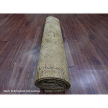 Load image into Gallery viewer, 7&#39;7&quot;x9&#39;7&quot; Honey Brown, Overdyed Peshawar With Heriz Design, Hand Knotted, 100% Wool, Distressed, Zero Pile, Oriental Rug FWR122220