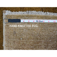 Load image into Gallery viewer, 7&#39;7&quot;x9&#39;7&quot; Honey Brown, Overdyed Peshawar With Heriz Design, Hand Knotted, 100% Wool, Distressed, Zero Pile, Oriental Rug FWR122220