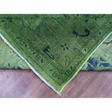Load image into Gallery viewer, 7&#39;9&quot;x9&#39;8&quot; Hunter Green, Overdyed Peshawar With Heriz Design, Hand Knotted, Distressed, Zero Pile, 100% Wool, Oriental Rug FWR122226