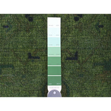 Load image into Gallery viewer, 7&#39;9&quot;x9&#39;8&quot; Hunter Green, Overdyed Peshawar with Heriz Design, Hand Knotted, Distressed, Zero Pile, 100% Wool, Oriental Rug FWR122226