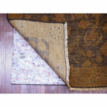 Load image into Gallery viewer, 7&#39;8&quot;x10&#39;1&quot; Mocha Brown, Overdyed Persian Design with Hunting Scene, 100% Wool, Hand Knotted, Distressed, Zero Pile, Oriental Rug FWR122232