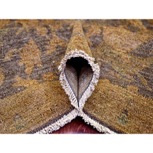 Load image into Gallery viewer, 7&#39;8&quot;x10&#39;1&quot; Mocha Brown, Overdyed Persian Design with Hunting Scene, 100% Wool, Hand Knotted, Distressed, Zero Pile, Oriental Rug FWR122232