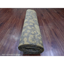 Load image into Gallery viewer, 7&#39;8&quot;x10&#39;1&quot; Mocha Brown, Overdyed Persian Design with Hunting Scene, 100% Wool, Hand Knotted, Distressed, Zero Pile, Oriental Rug FWR122232