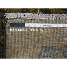 Load image into Gallery viewer, 7&#39;8&quot;x10&#39;1&quot; Mocha Brown, Overdyed Persian Design With Hunting Scene, 100% Wool, Hand Knotted, Distressed, Zero Pile, Oriental Rug FWR122232