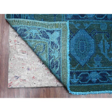 Load image into Gallery viewer, 9&#39;4&quot;x12&#39;9&quot; Bayern Blue Overdyed With Touches Of Navy, Peshawar With Heriz All Over Design, Distressed, Zero Pile, Hand Knotted, 100% Wool, Oriental Rug FWR122238