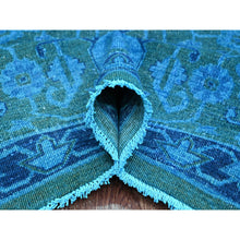 Load image into Gallery viewer, 9&#39;4&quot;x12&#39;9&quot; Bayern Blue Overdyed With Touches Of Navy, Peshawar With Heriz All Over Design, Distressed, Zero Pile, Hand Knotted, 100% Wool, Oriental Rug FWR122238