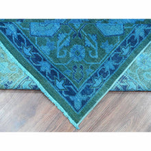 Load image into Gallery viewer, 9&#39;4&quot;x12&#39;9&quot; Bayern Blue Overdyed With Touches Of Navy, Peshawar With Heriz All Over Design, Distressed, Zero Pile, Hand Knotted, 100% Wool, Oriental Rug FWR122238