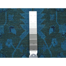Load image into Gallery viewer, 9&#39;4&quot;x12&#39;9&quot; Bayern Blue Overdyed With Touches Of Navy, Peshawar With Heriz All Over Design, Distressed, Zero Pile, Hand Knotted, 100% Wool, Oriental Rug FWR122238