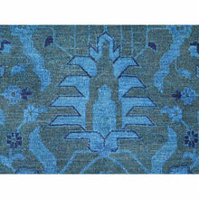 Load image into Gallery viewer, 9&#39;4&quot;x12&#39;9&quot; Bayern Blue Overdyed With Touches Of Navy, Peshawar With Heriz All Over Design, Distressed, Zero Pile, Hand Knotted, 100% Wool, Oriental Rug FWR122238