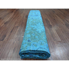 Load image into Gallery viewer, 9&#39;4&quot;x12&#39;9&quot; Bayern Blue Overdyed With Touches Of Navy, Peshawar With Heriz All Over Design, Distressed, Zero Pile, Hand Knotted, 100% Wool, Oriental Rug FWR122238