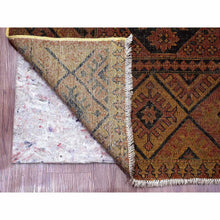 Load image into Gallery viewer, 8&#39;10&quot;x12&#39;2&quot; Coffee Brown, Overdyed Afghan Ersari with Garden Block Design, Zero Pile, Vegetable Dyes, Distressed, Hand Knotted, 100% Wool, Oriental Rug FWR122244