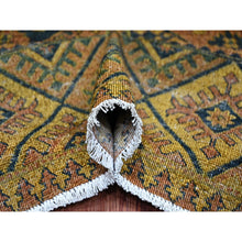 Load image into Gallery viewer, 8&#39;10&quot;x12&#39;2&quot; Coffee Brown, Overdyed Afghan Ersari with Garden Block Design, Zero Pile, Vegetable Dyes, Distressed, Hand Knotted, 100% Wool, Oriental Rug FWR122244