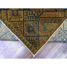 Load image into Gallery viewer, 8&#39;10&quot;x12&#39;2&quot; Coffee Brown, Overdyed Afghan Ersari with Garden Block Design, Zero Pile, Vegetable Dyes, Distressed, Hand Knotted, 100% Wool, Oriental Rug FWR122244