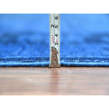 Load image into Gallery viewer, 9&#39;x12&#39; Imperial Blue, Overdyed Peshawar with Pazyryk Design, Zero Pile, Distressed, Pure Wool, Hand Knotted, Oriental Rug FWR122250