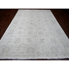 Load image into Gallery viewer, 8&#39;8&quot;x11&#39;5&quot; Pearl White, Hand Knotted, Washed Out Peshawar with All Over Vines and Leaf Pattern, Vegetable Dyes, 100% Wool, Oriental Rug FWR122262