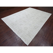 Load image into Gallery viewer, 8&#39;8&quot;x11&#39;5&quot; Pearl White, Hand Knotted, Washed Out Peshawar with All Over Vines and Leaf Pattern, Vegetable Dyes, 100% Wool, Oriental Rug FWR122262