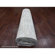 Load image into Gallery viewer, 8&#39;8&quot;x11&#39;5&quot; Pearl White, Hand Knotted, Washed Out Peshawar with All Over Vines and Leaf Pattern, Vegetable Dyes, 100% Wool, Oriental Rug FWR122262