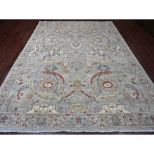Load image into Gallery viewer, 9&#39;x11&#39;7&quot; Misty Gray, Peshawar with Sickle Leaf Design, High Mountain Wool, Hand Knotted, Natural Dyes, Densely Woven, Oriental Rug FWR122274