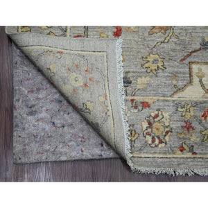 9'x11'7" Misty Gray, Peshawar with Sickle Leaf Design, High Mountain Wool, Hand Knotted, Natural Dyes, Densely Woven, Oriental Rug FWR122274
