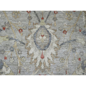 9'x11'7" Misty Gray, Peshawar with Sickle Leaf Design, High Mountain Wool, Hand Knotted, Natural Dyes, Densely Woven, Oriental Rug FWR122274