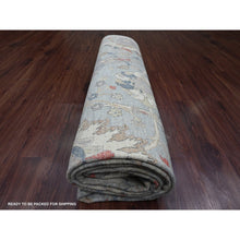 Load image into Gallery viewer, 9&#39;x11&#39;7&quot; Misty Gray, Peshawar with Sickle Leaf Design, High Mountain Wool, Hand Knotted, Natural Dyes, Densely Woven, Oriental Rug FWR122274