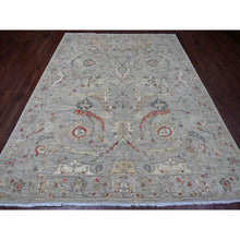 Load image into Gallery viewer, 7&#39;10&quot;x10&#39; Cloud Gray, Peshawar with Sickle Leaf Design, Hand Knotted, High Mountain Wool, Vegetable Dyes, Densely Woven, Oriental Rug FWR122280