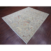 Load image into Gallery viewer, 7&#39;10&quot;x10&#39; Cloud Gray, Peshawar with Sickle Leaf Design, Hand Knotted, High Mountain Wool, Vegetable Dyes, Densely Woven, Oriental Rug FWR122280