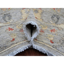 Load image into Gallery viewer, 7&#39;10&quot;x10&#39; Cloud Gray, Peshawar with Sickle Leaf Design, Hand Knotted, High Mountain Wool, Vegetable Dyes, Densely Woven, Oriental Rug FWR122280