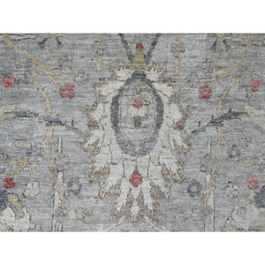 7'10"x10' Cloud Gray, Peshawar with Sickle Leaf Design, Hand Knotted, High Mountain Wool, Vegetable Dyes, Densely Woven, Oriental Rug FWR122280