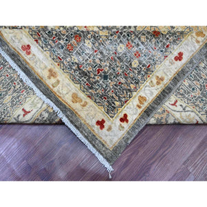 9'9"x13'8" Mocha Brown, 14th Century Mamluk Dynasty Pattern with Star Medallion Design, High Mountain Wool, Hand Knotted, Vegetable Dyes, Oriental Rug FWR122286